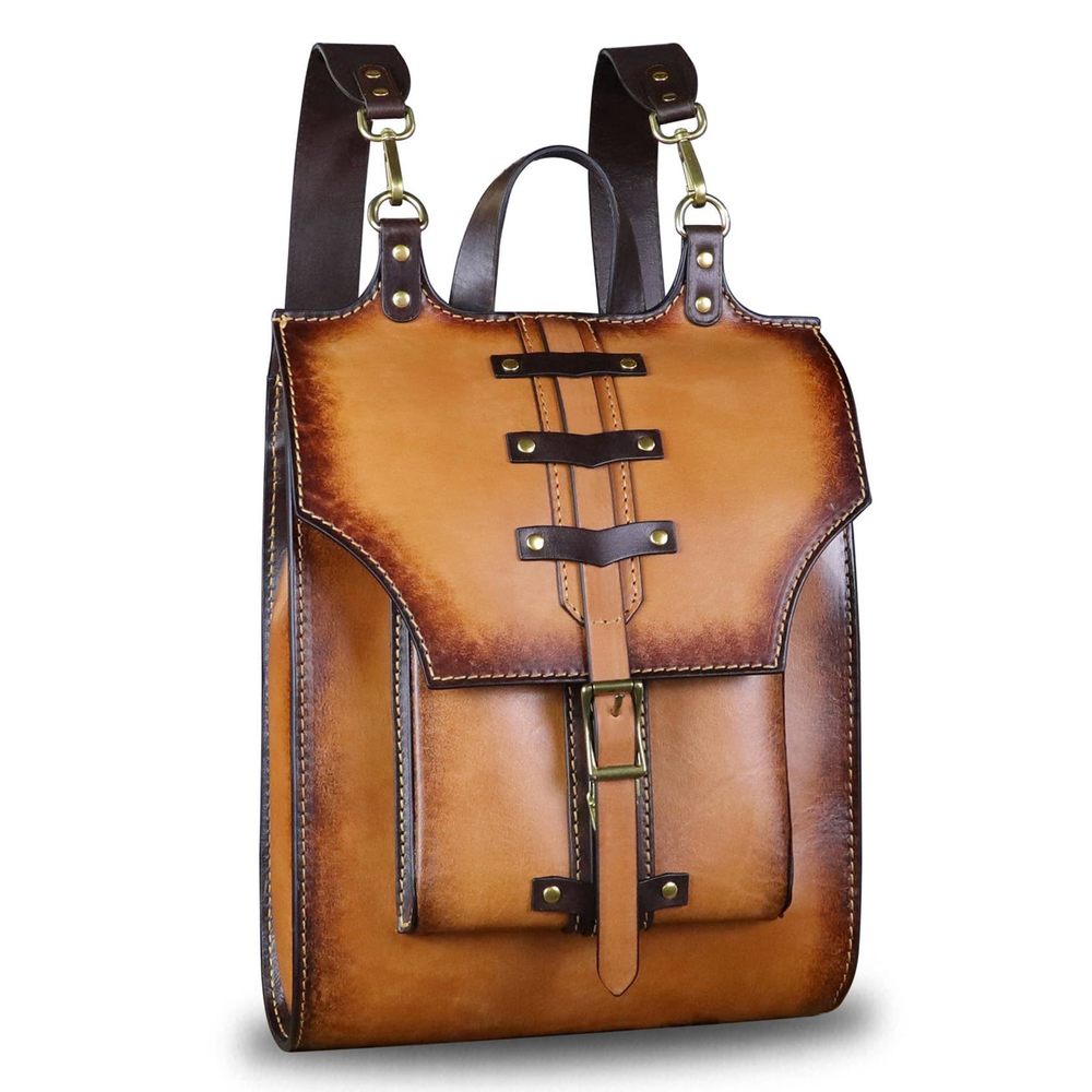 Genuine Leather Backpack And Men Vintage Rucksack Convertible ^_^